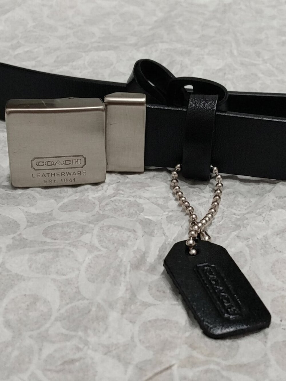 New, Coach Black Polished Calfskin Trademark Logo Buckle Belt - Picture 5 of 16
